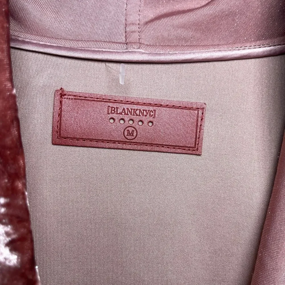 Blanknyc Women's Jacket Pink Crushed‎ Velvet Moto  Medium Drape Romantic Rock